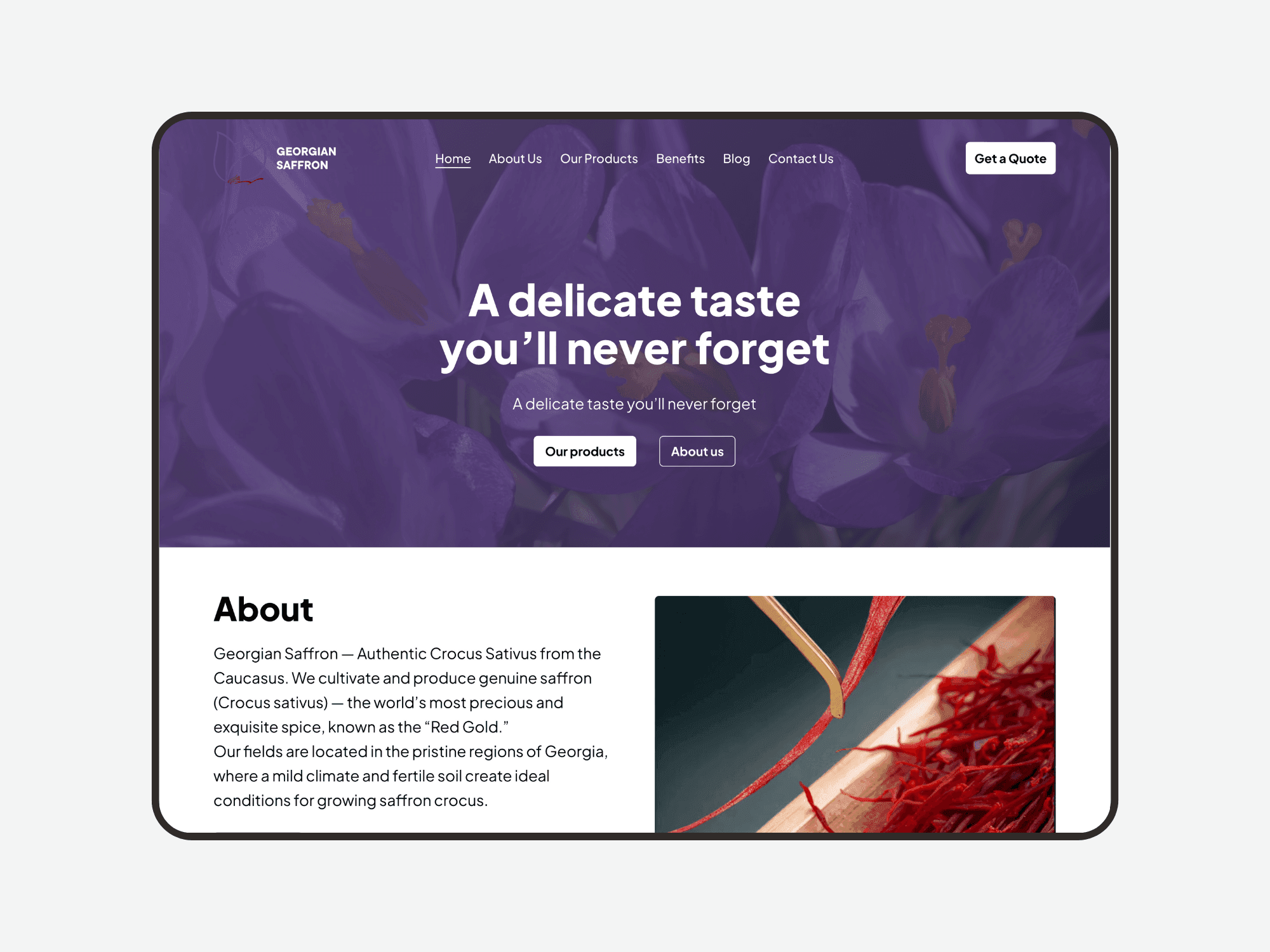 Website Development for Georgian Saffron Brand