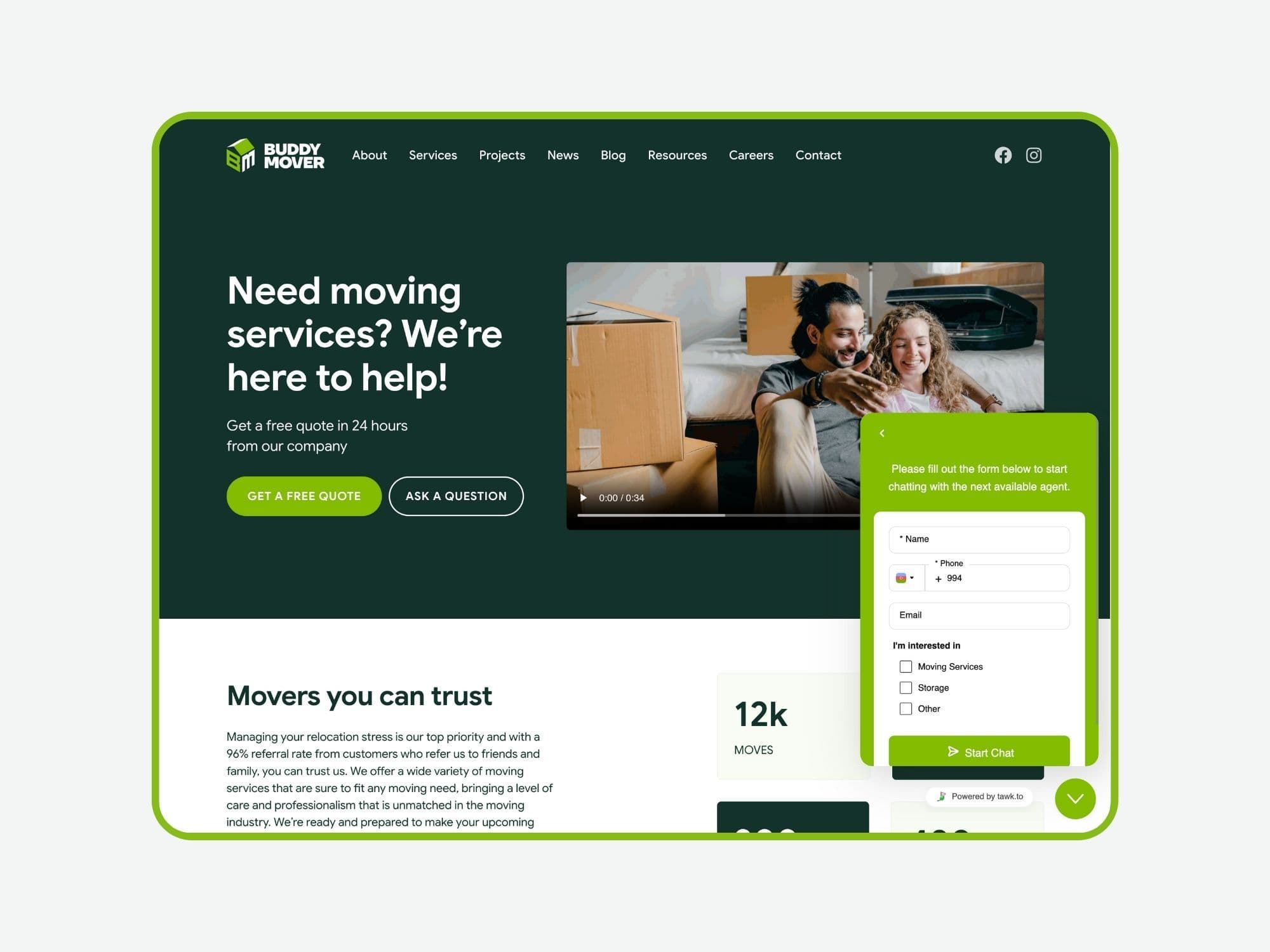 Website & Branding Development for Moving Company Buddy Mover